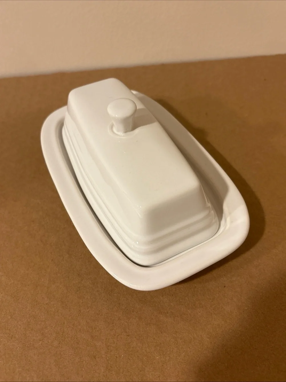 FIESTA White Ceramic Covered Butter Dish with Knob Top FIESTAWARE Retired HTF